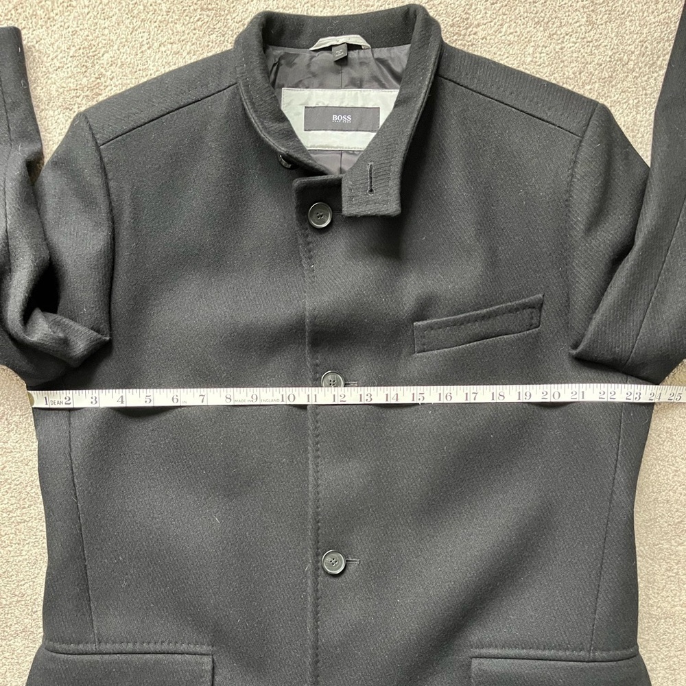 Mens Hugo Boss Premium Wool Pea Coat Top Coat Size 44R The Sintrax Black - Picture 13 of 15